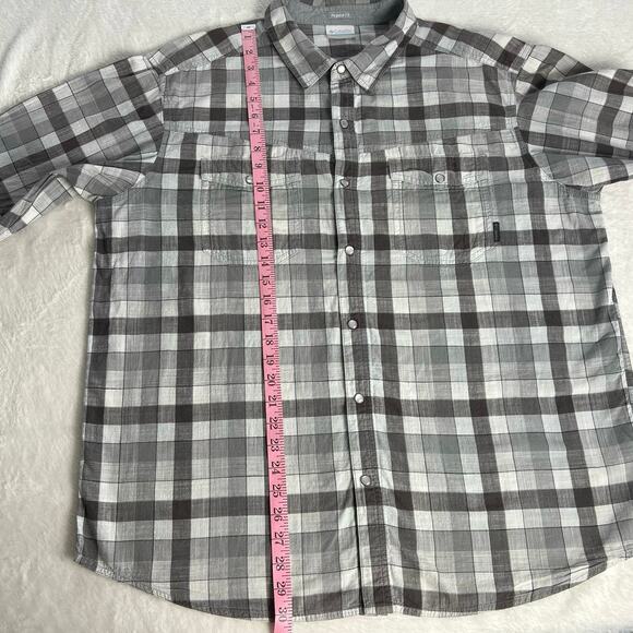 Columbia Men's Pearl Snap Gray Plaid Button Down Shirt Size XL - Picture 6 of 9